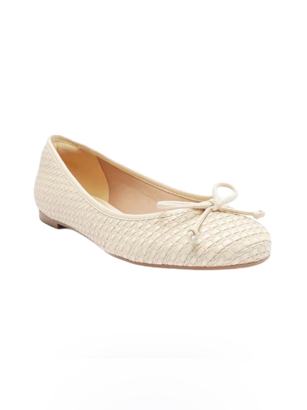 10.5 Arezzo Women’s Cream Woven Linda Ballet Flat with Bow Shoes